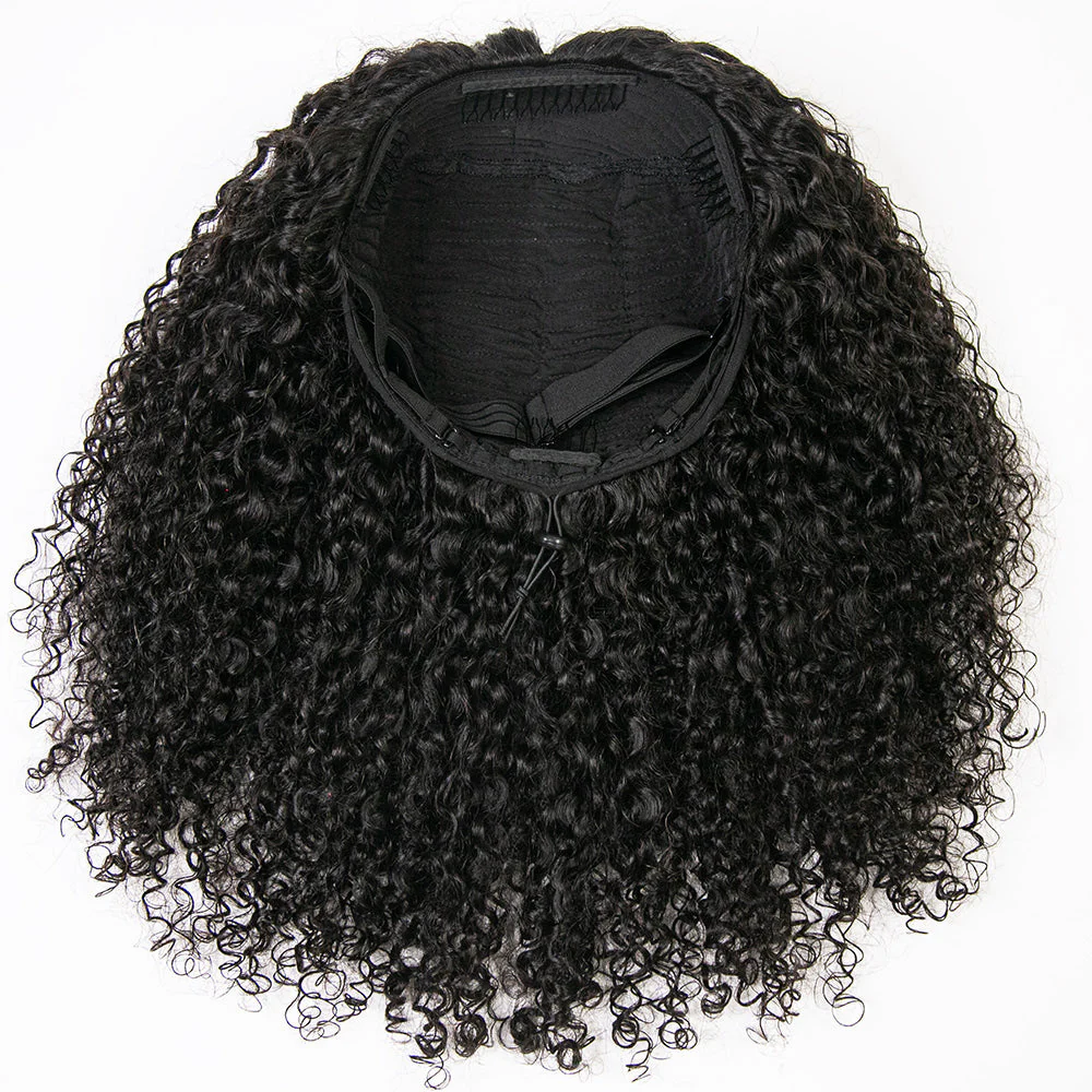 Kinky Curly 3/4 Half Wig Drawstring Flip Over Human Hair Wig - Image 4