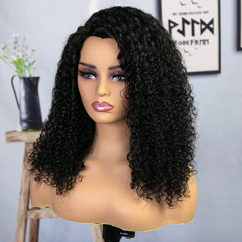 Kinky Curly 3/4 Half Wig Drawstring Flip Over Human Hair Wig - Image 5