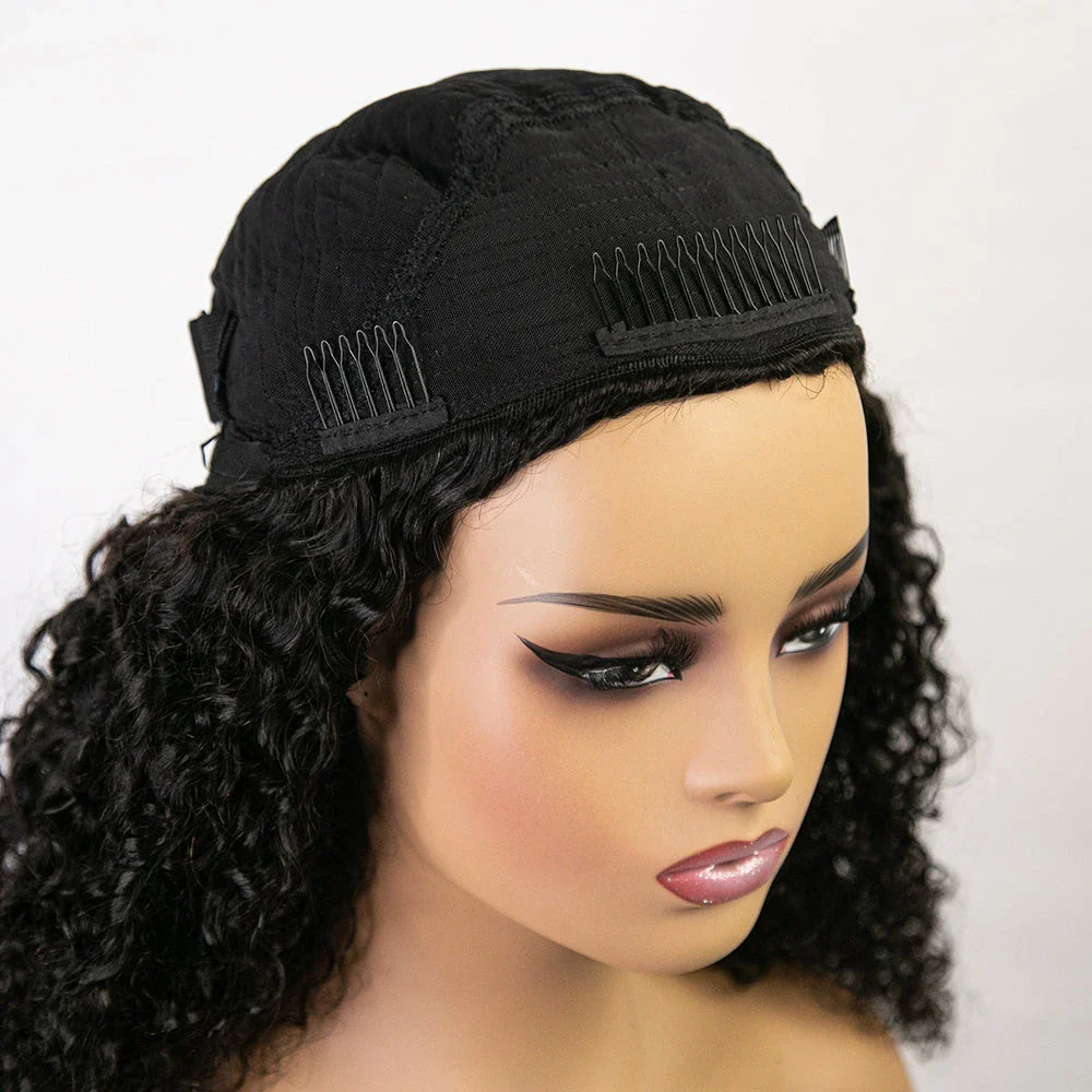 Kinky Curly 3/4 Half Wig Drawstring Flip Over Human Hair Wig - Image 8