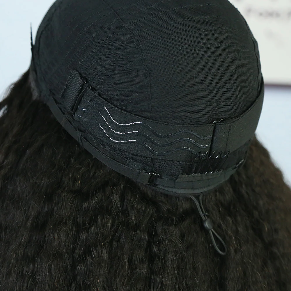 Kinky Straight 3/4 Half Wig Drawstring Flip Over Human Hair Wig - Image 7