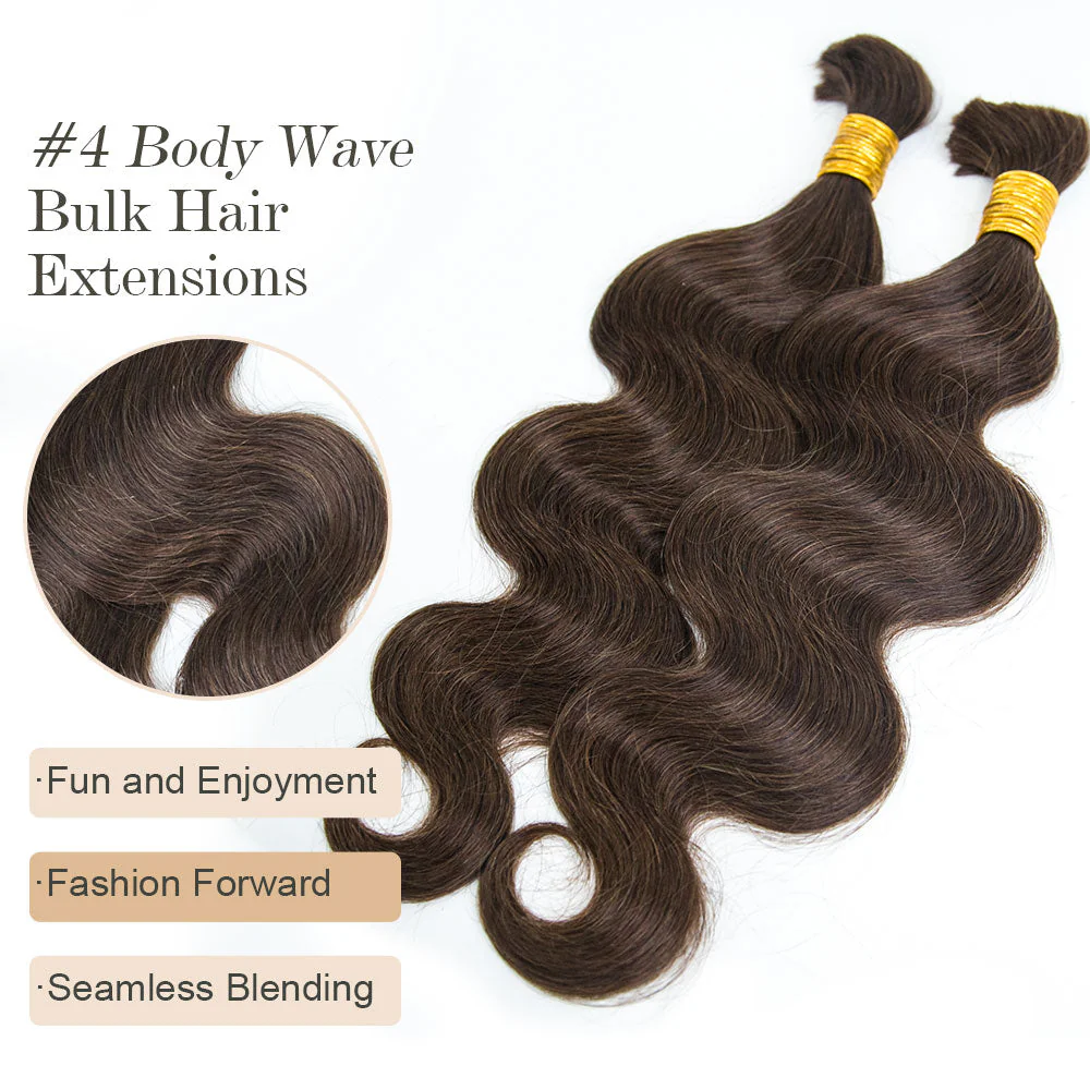 Medium Brown #4 Human Braiding Hair Body Wave - Image 4
