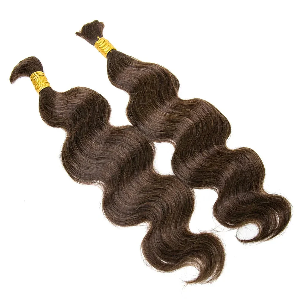 Medium Brown #4 Human Braiding Hair Body Wave - Image 5