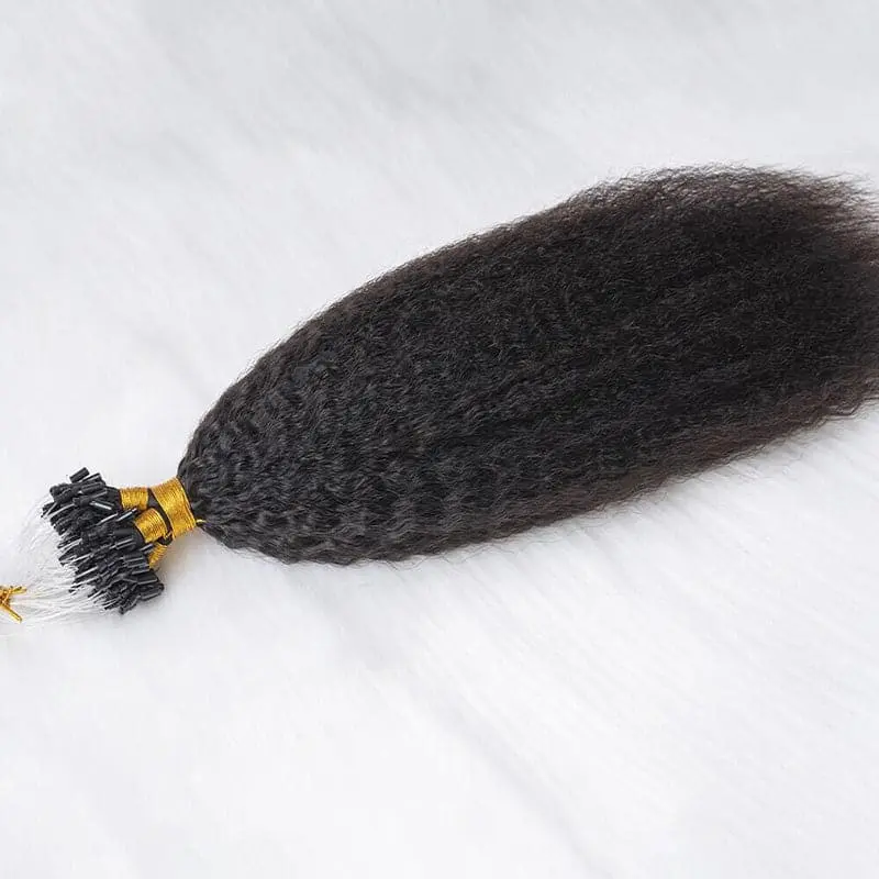 Micro Loop HAIR EXTENSION Kinky Straight Human Hair - Image 3