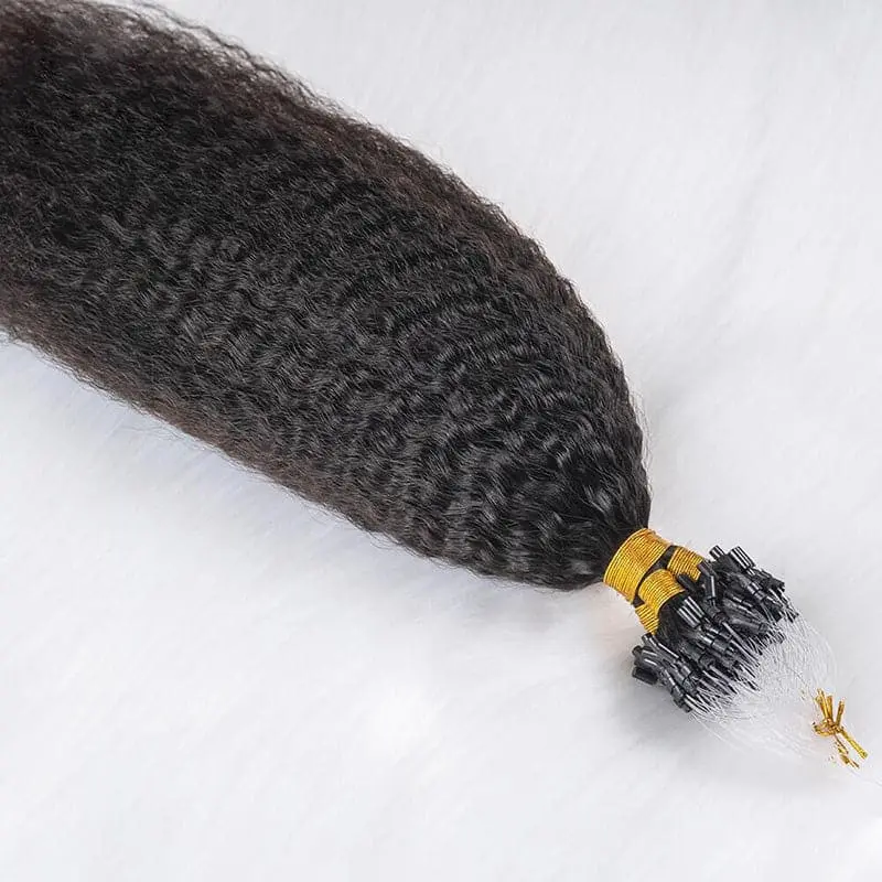 Micro Loop HAIR EXTENSION Kinky Straight Human Hair - Image 4