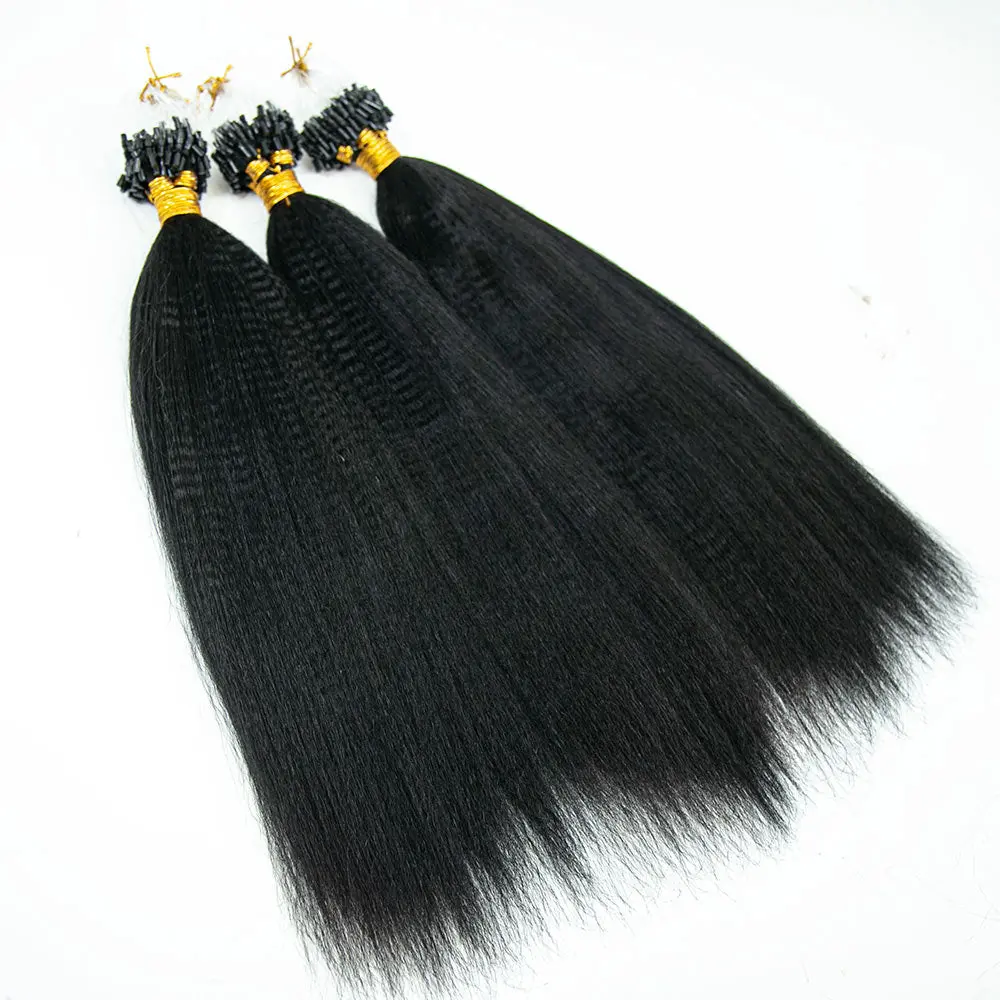 Micro Loop HAIR EXTENSION Yaki Straight Human Hair - Image 3