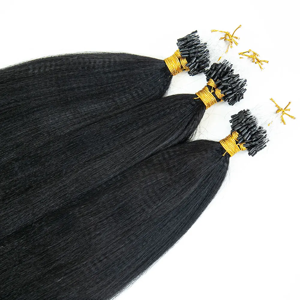 Micro Loop HAIR EXTENSION Yaki Straight Human Hair - Image 4