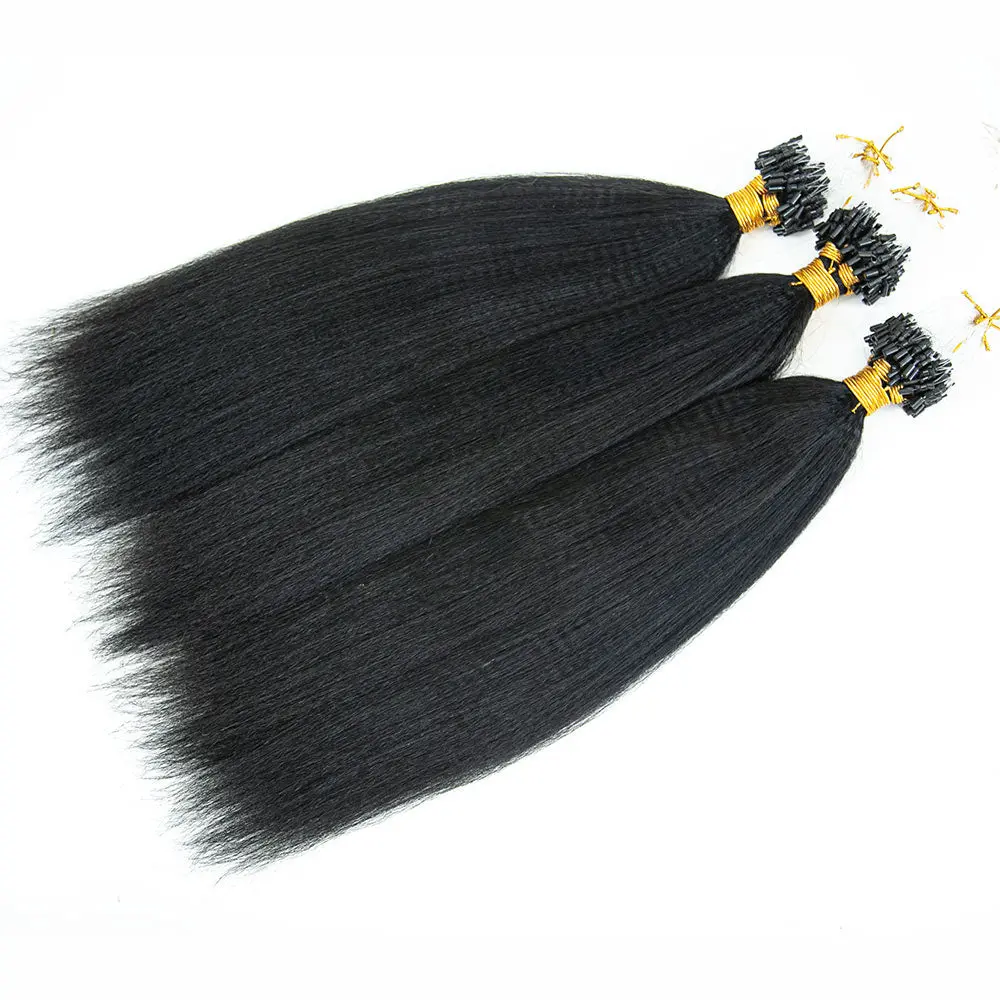 Micro Loop HAIR EXTENSION Yaki Straight Human Hair - Image 5
