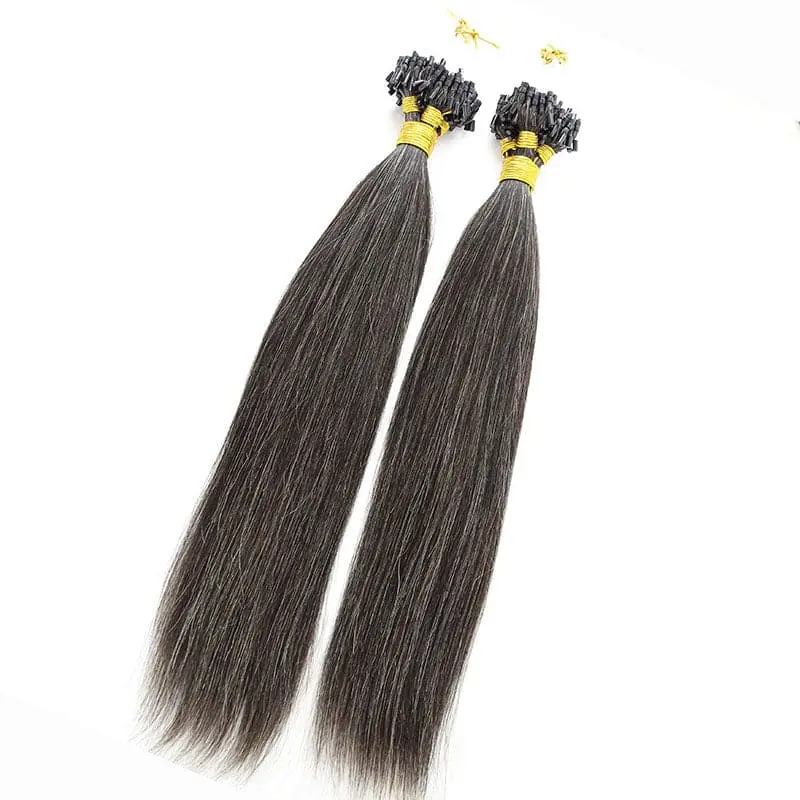 Micro Loop / Microlinks Salt & Pepper Silk Straight Human Hair - Image 2