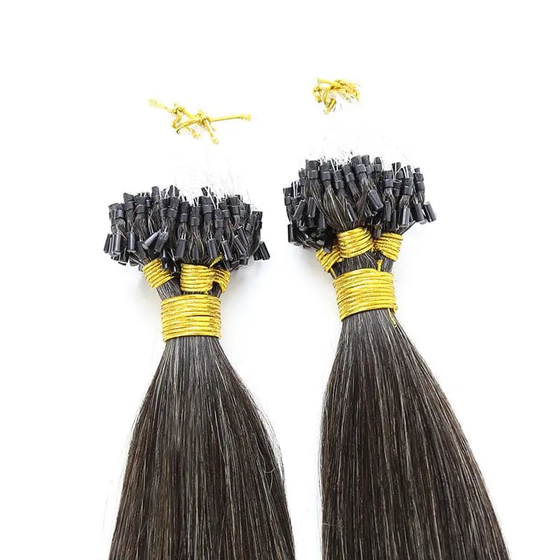 Micro Loop / Microlinks Salt & Pepper Silk Straight Human Hair - Image 3