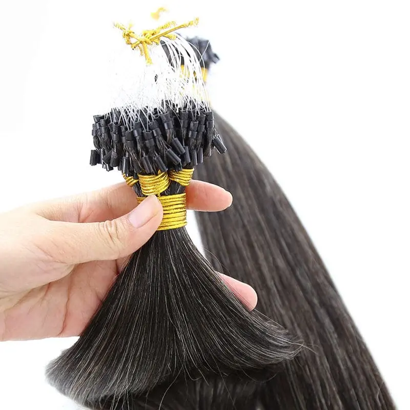 Micro Loop / Microlinks Salt & Pepper Silk Straight Human Hair - Image 4