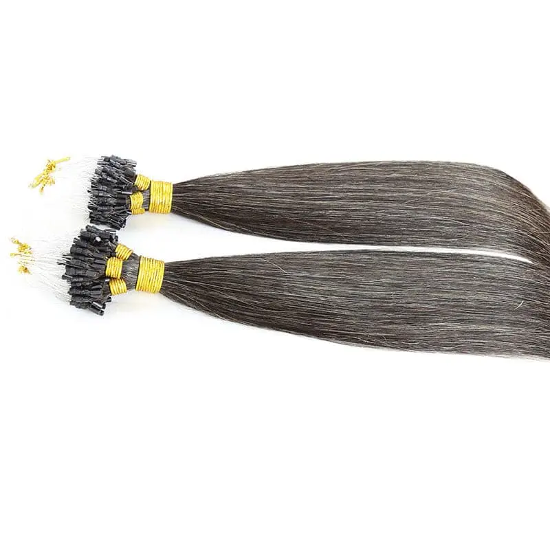 Micro Loop / Microlinks Salt & Pepper Silk Straight Human Hair - Image 7