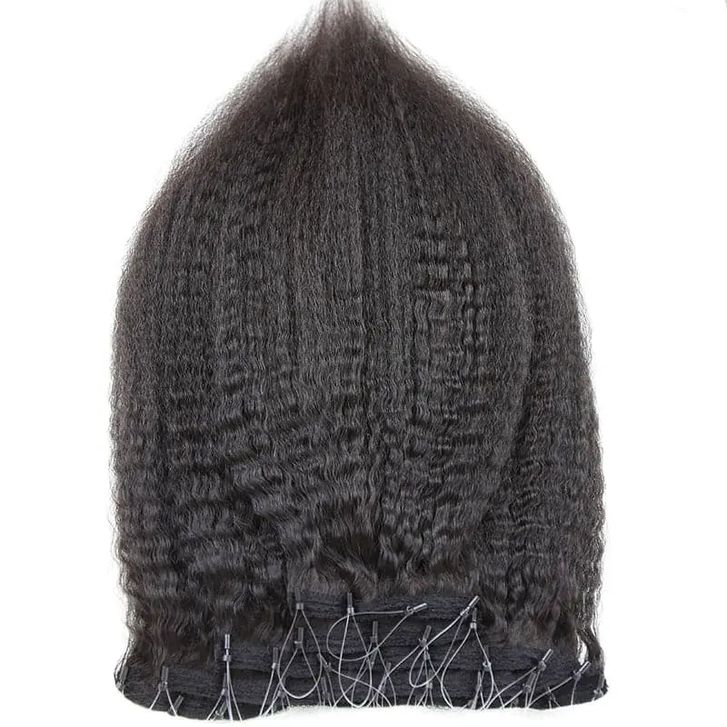 Pre-looped weft microlinks Kinky Straight Hair Extension - Image 3