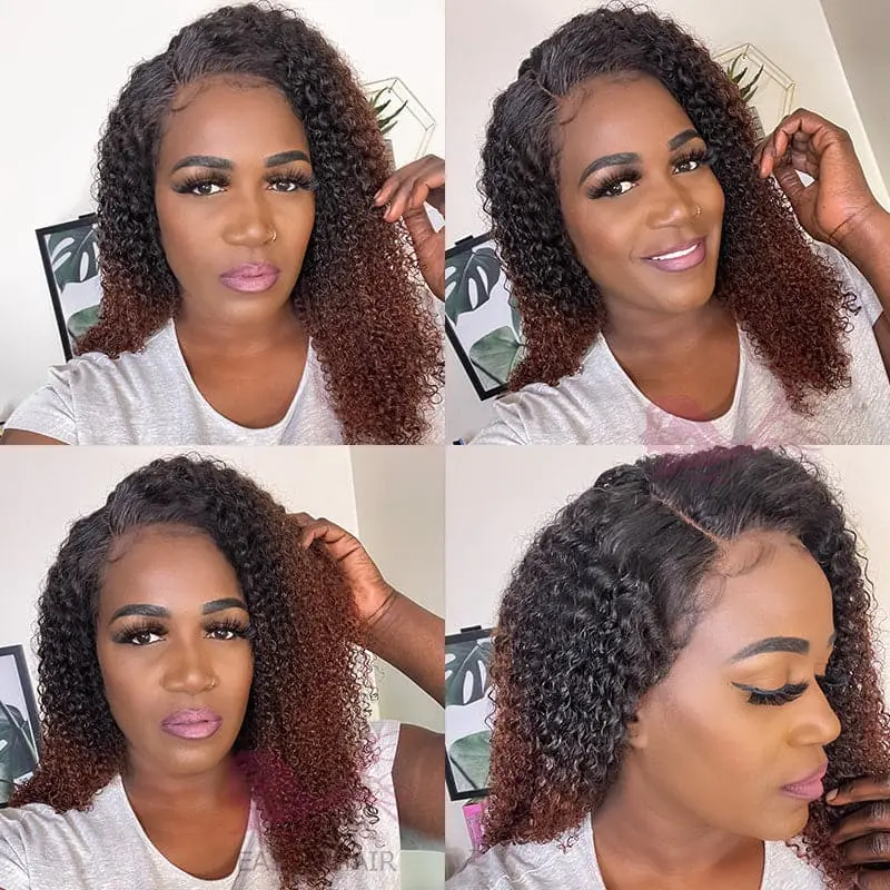 Ombre #1B/30 Pre Plucked Afro Kinky Curly 13x6 Lace Front Wig - Image 3