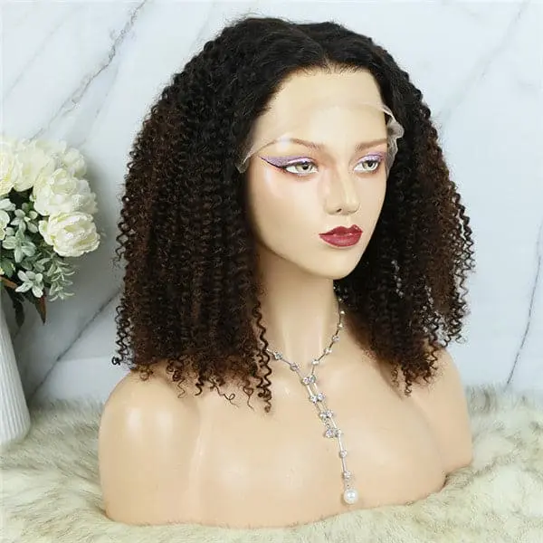 Ombre #1B/30 Pre Plucked Afro Kinky Curly 13x6 Lace Front Wig - Image 7
