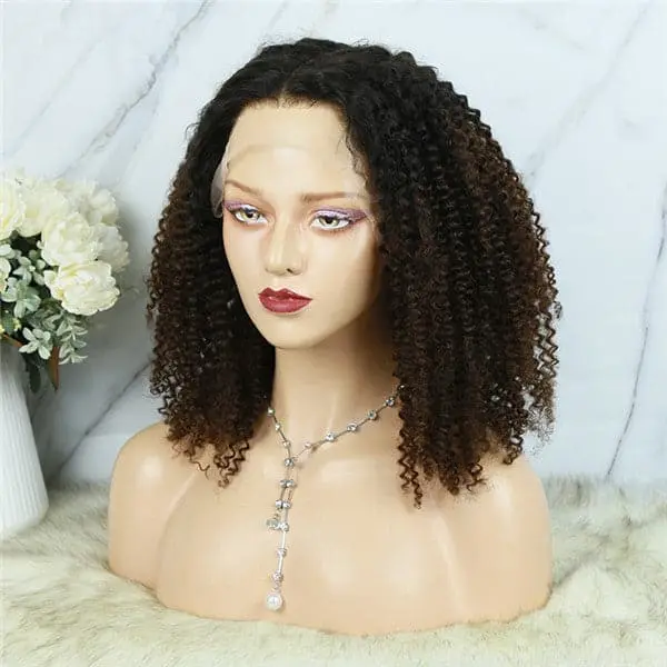 Ombre #1B/30 Pre Plucked Afro Kinky Curly 13x6 Lace Front Wig - Image 9