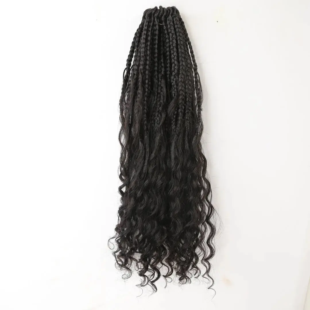 Pre-Looped Crochet Braids with Human Hair Curls - Image 3
