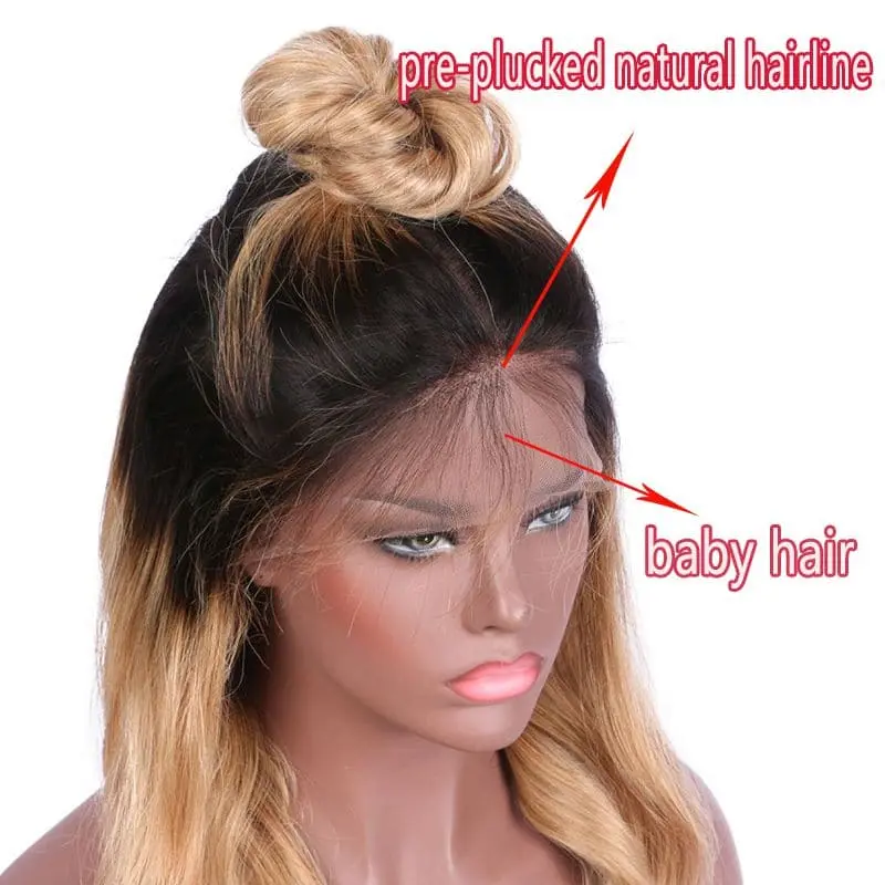 NEW Pre Plucked Ombre #1BT27 Body Wave 360x6 Lace Frontal Wig PWB-T9 - Image 8