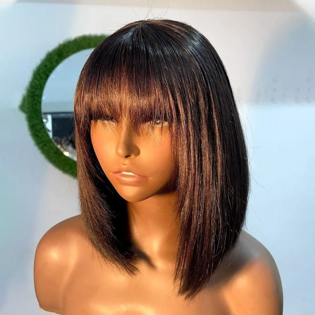 Pre Plucked Blunt Cut Silky Straight BOB With Bangs HD Lace Front Wig 10AOBCT - Image 3