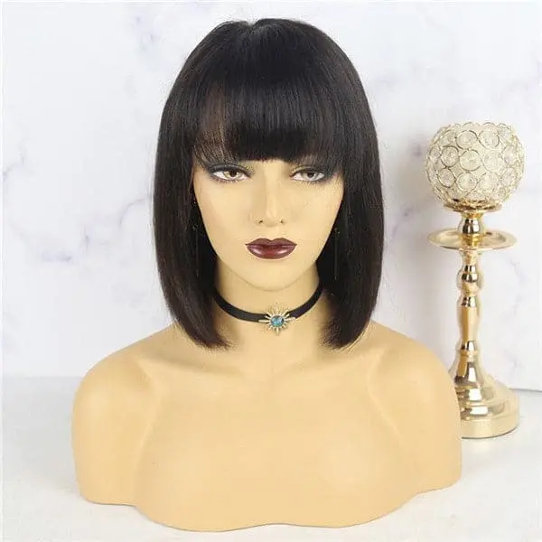 Pre Plucked Blunt Cut Silky Straight BOB With Bangs HD Lace Front Wig 10AOBCT - Image 5