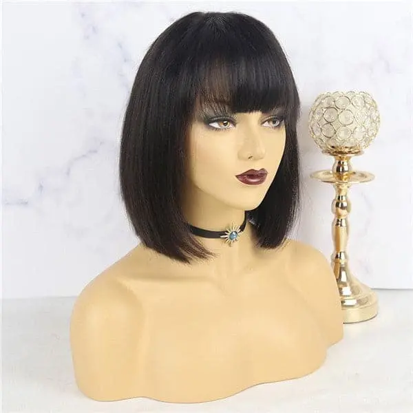 Pre Plucked Blunt Cut Silky Straight BOB With Bangs HD Lace Front Wig 10AOBCT - Image 6