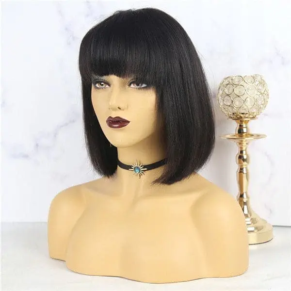 Pre Plucked Blunt Cut Silky Straight BOB With Bangs HD Lace Front Wig 10AOBCT - Image 7