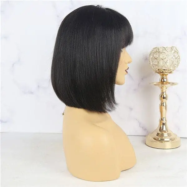 Pre Plucked Blunt Cut Silky Straight BOB With Bangs HD Lace Front Wig 10AOBCT - Image 8