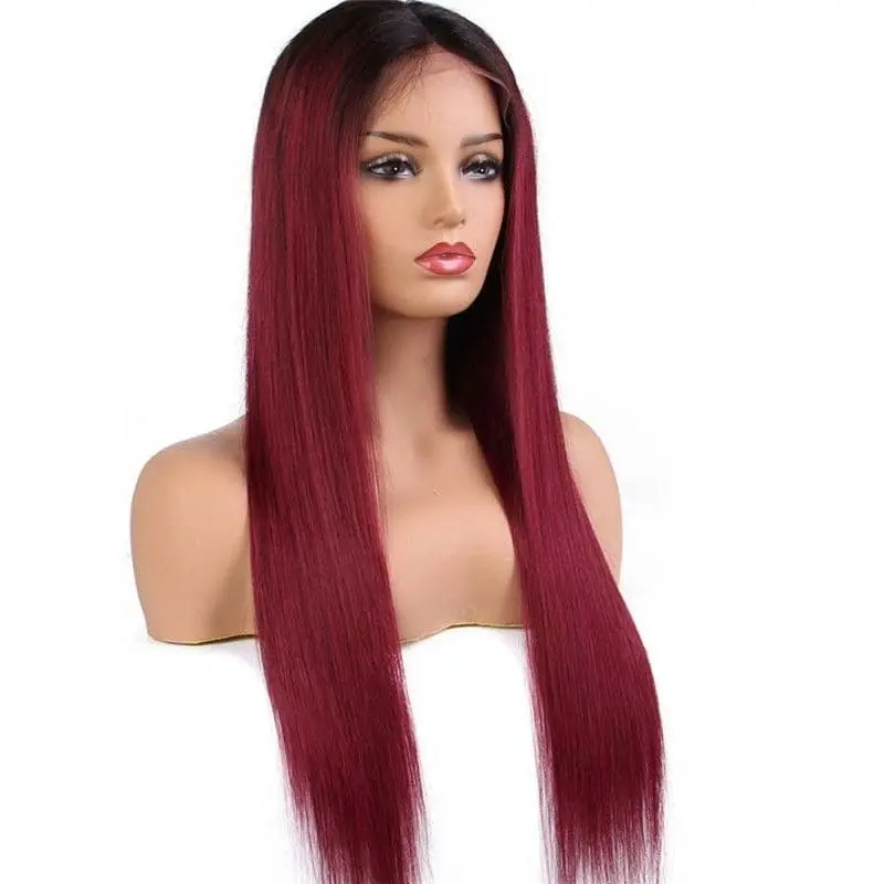 NEW Pre Plucked Silky Straight Ombre #1BT99J 360x6 Lace Frontal Wig BWT-99 - Image 3