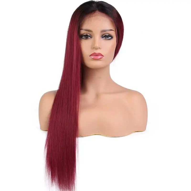 NEW Pre Plucked Silky Straight Ombre #1BT99J 360x6 Lace Frontal Wig BWT-99 - Image 4