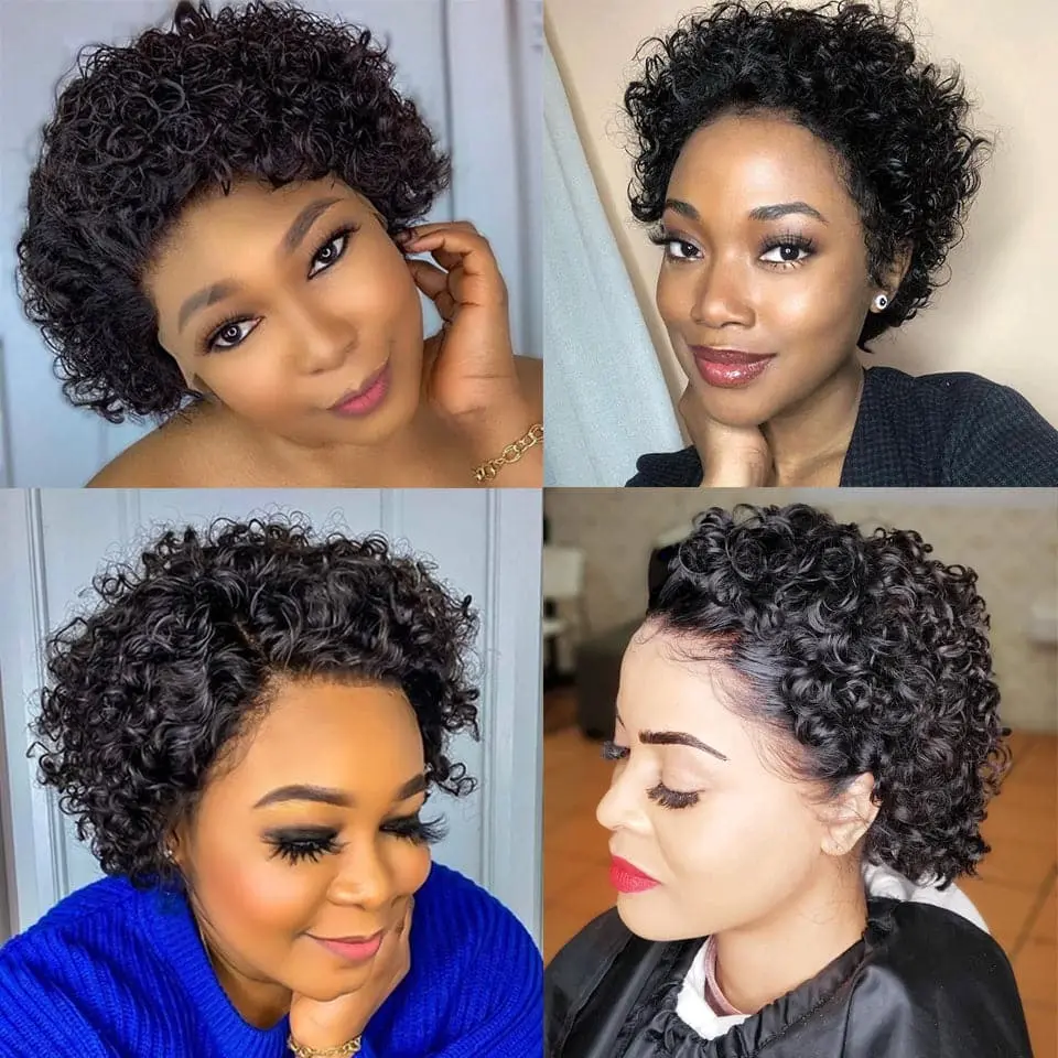 Pre-Styled Pixie Cut Deep Curly BOB Lace Wig 8PCOBB-1 - Image 3