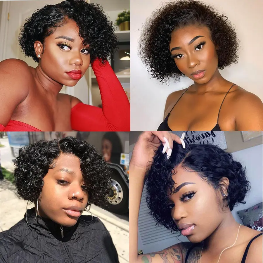 Pre-Styled Pixie Cut Deep Curly BOB Lace Wig 8PCOBB-1 - Image 4