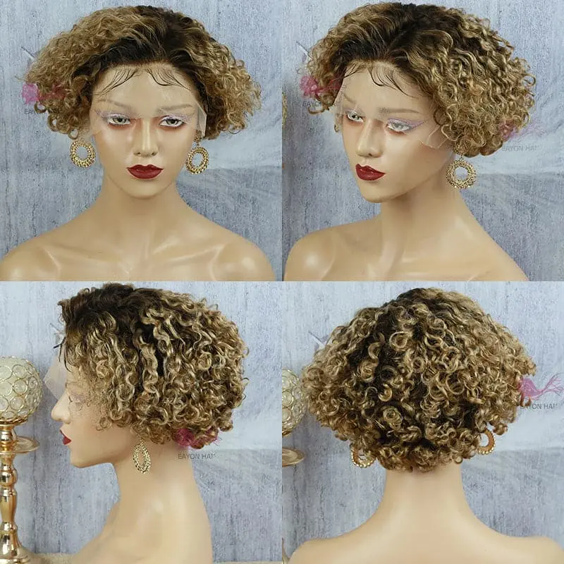 Pre-Styled Pixie Cut Deep Curly BOB Lace Wig 8PCOBB-1 - Image 6