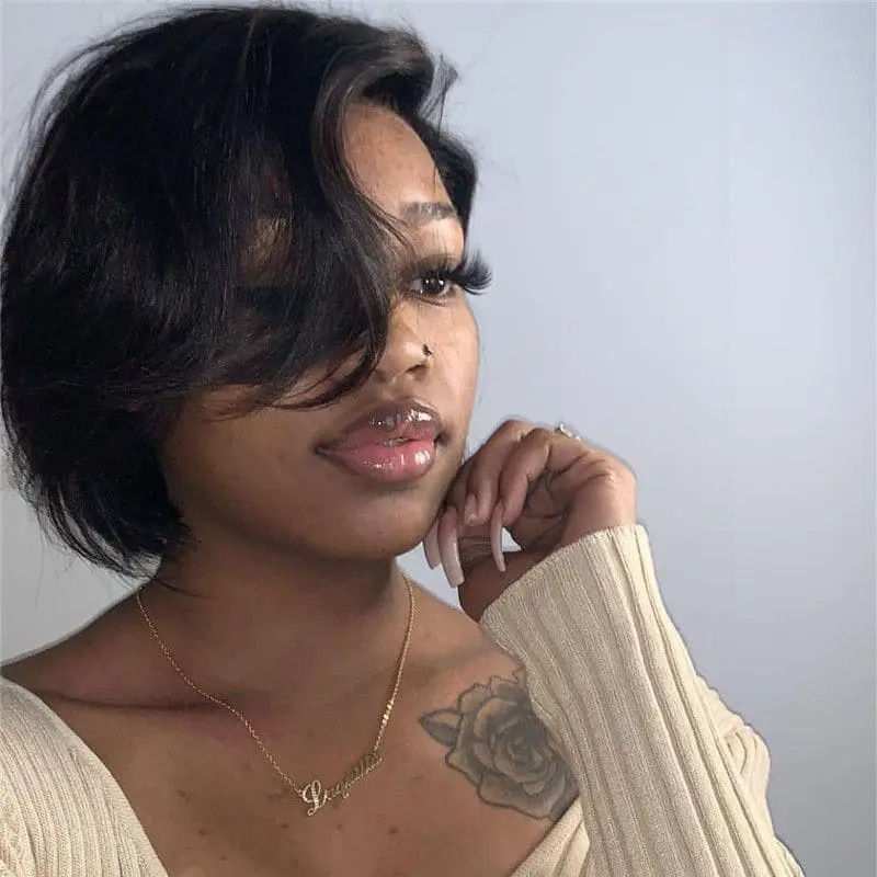 Pre-Styled Pixie Cut Layered Straight BOB Lace Wig OBCT-T3 - Image 7