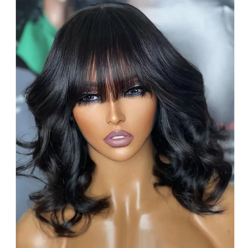 Realistic Scalp Body Wave Bob Wig with Bang RBW-2