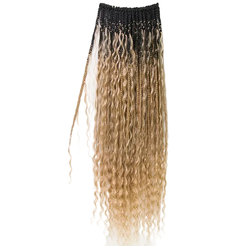 #S1B27/H27 Crochet Boho Box Braids With Human Hair Curls 24 Inch - Image 10