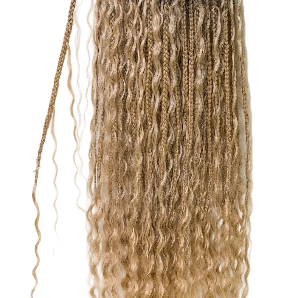 #S1B27/H27 Crochet Boho Box Braids With Human Hair Curls 24 Inch - Image 12