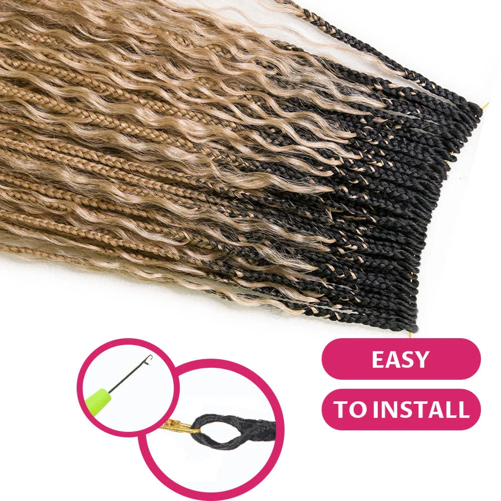 #S1B27/H27 Crochet Boho Box Braids With Human Hair Curls 24 Inch - Image 4