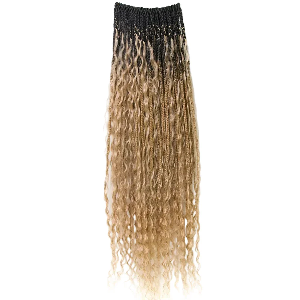 #S1B27/H27 Crochet Boho Box Braids With Human Hair Curls 24 Inch - Image 6