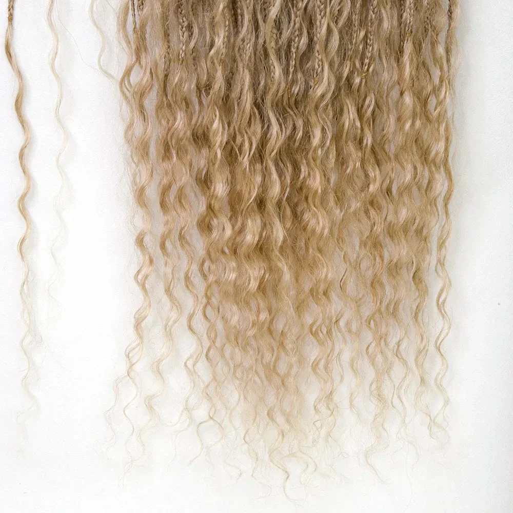 #S1B27/H27 Crochet Boho Box Braids With Human Hair Curls 24 Inch - Image 8