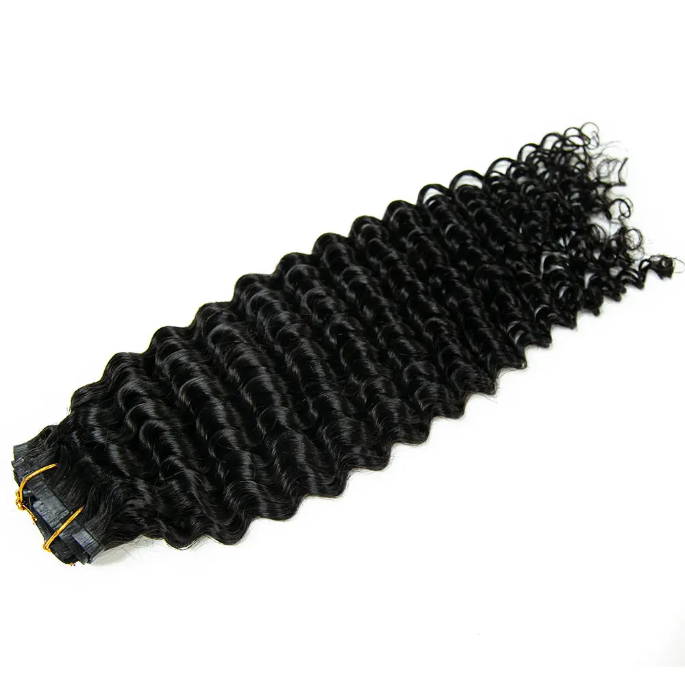 Seamless Clip-In Hair Extensions Deep Wave Brazilian Human Hair - Image 4