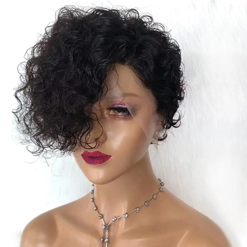Summer Wig Pre-Styled Pixie Cut Curly Side Part Lace Front Wig PCW02 - Image 4