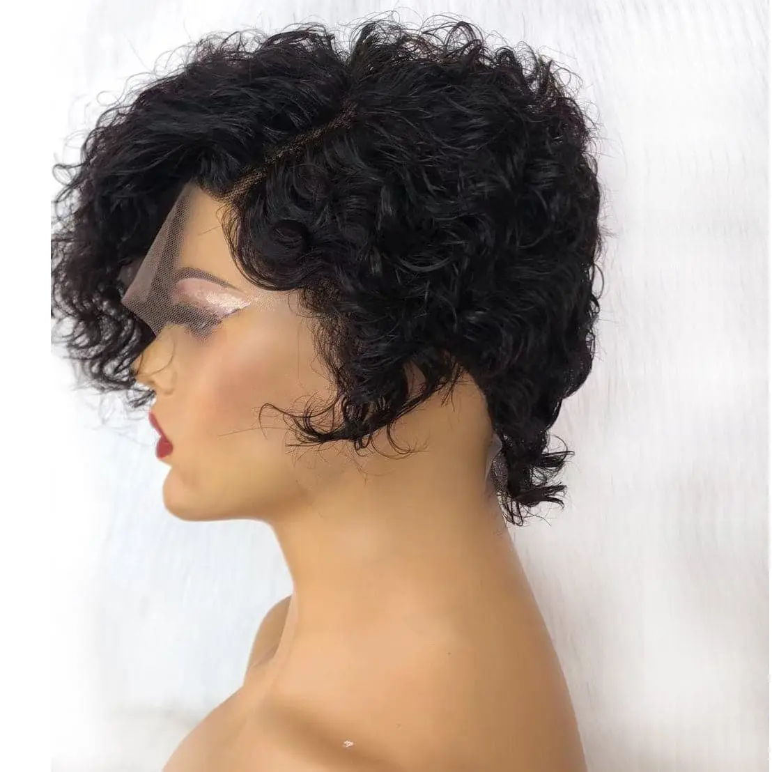 Summer Wig Pre-Styled Pixie Cut Curly Side Part Lace Front Wig PCW02 - Image 8