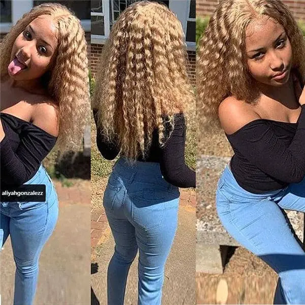 Transparent Lace #27 Honey Blonde Deep Wave 13x6 Lace Front Wig BBG-C9 - Image 9