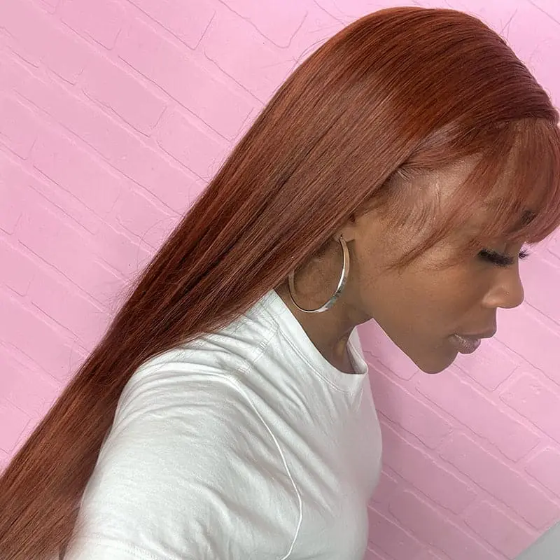 Transparent Lace #33 Reddish Brown Color Body Wave 13x4 Lace Front Wig BBG03 - Image 5