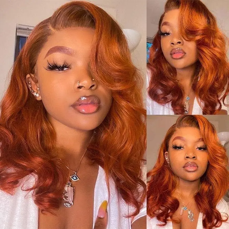 Transparent Lace Ginger Orange Color Body Wave 13x4 Lace Front Wig BBG01