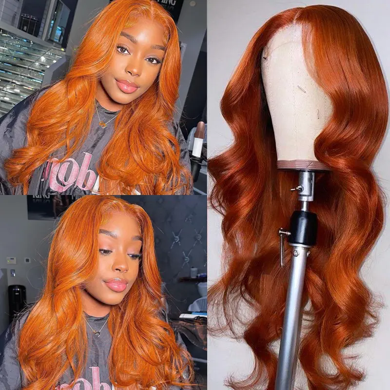 Transparent Lace Ginger Orange Color Body Wave 13x4 Lace Front Wig BBG01 - Image 3