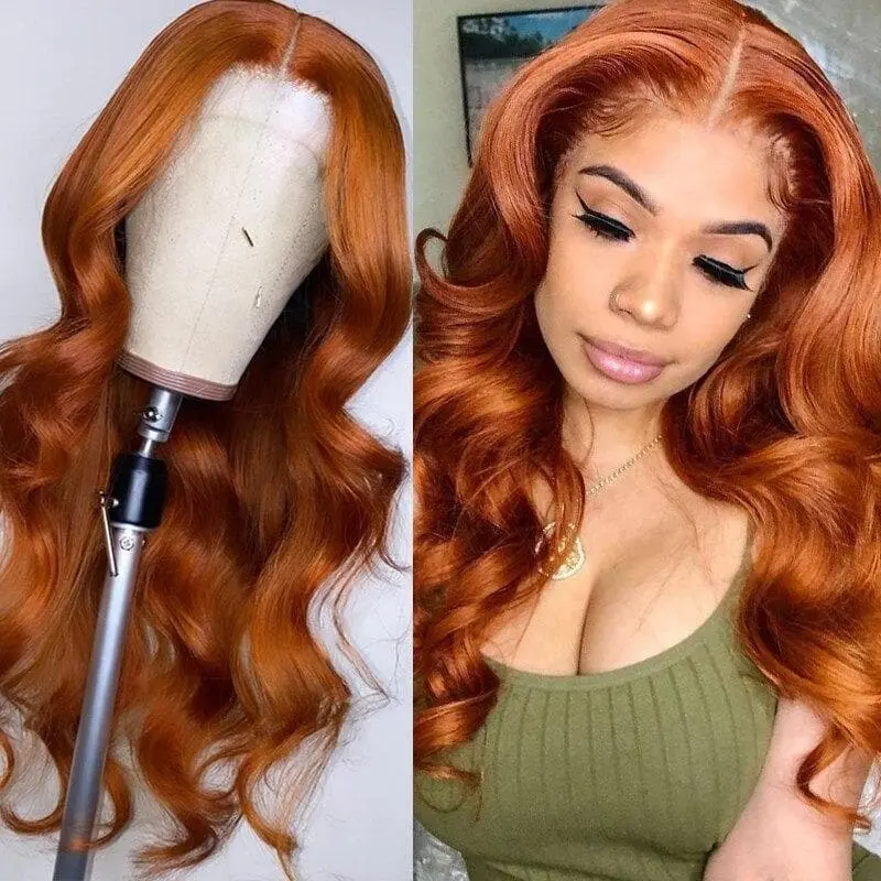 Transparent Lace Ginger Orange Color Body Wave 13x4 Lace Front Wig BBG01 - Image 4