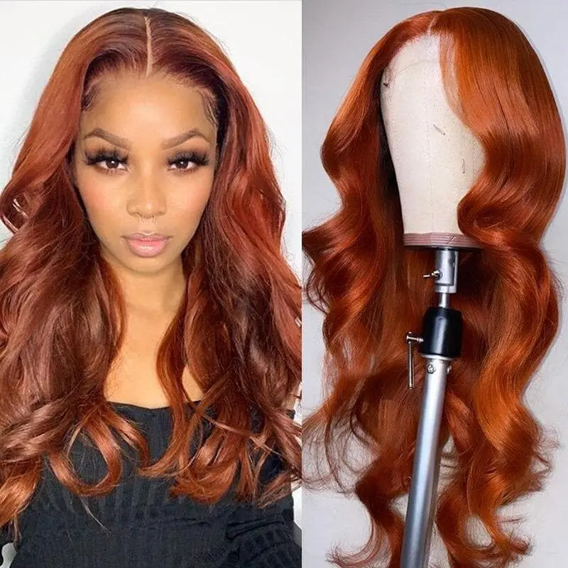Transparent Lace Ginger Orange Color Body Wave 13x4 Lace Front Wig BBG01 - Image 5