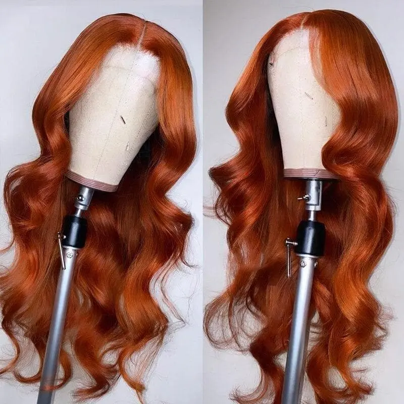 Transparent Lace Ginger Orange Color Body Wave 13x4 Lace Front Wig BBG01 - Image 6