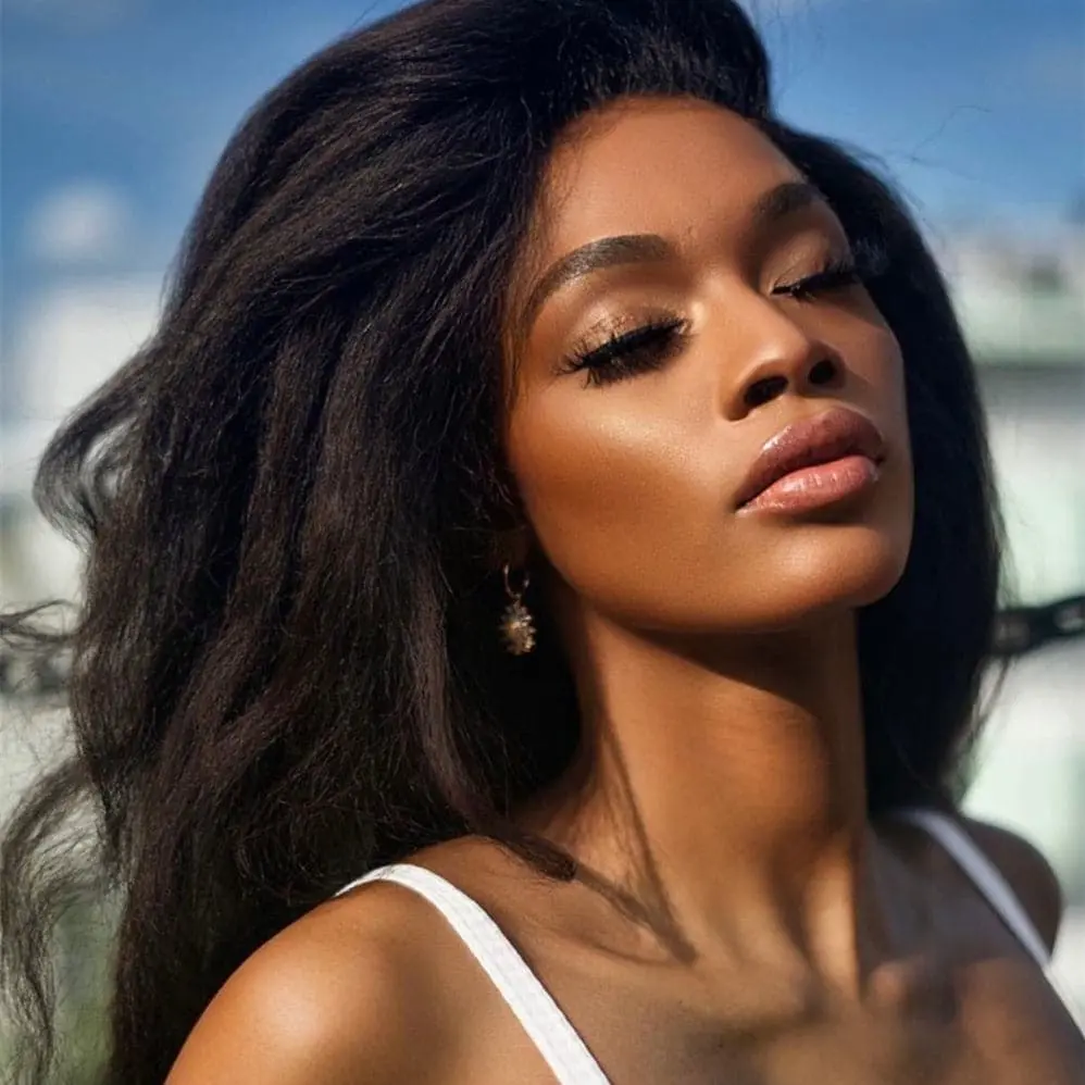 Transparent Lace Kinky Straight 13x4 Lace Front Wig BBE-1 - Image 3