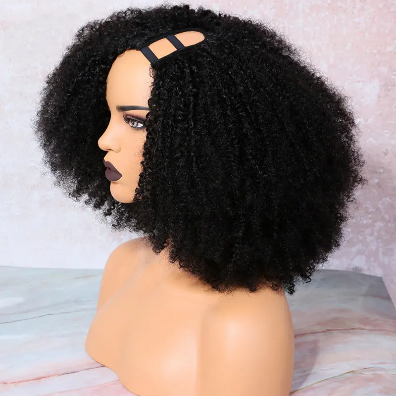 U Part Wig Bob Afro Kinky Curly Human Hair UOKK-1 - Image 6